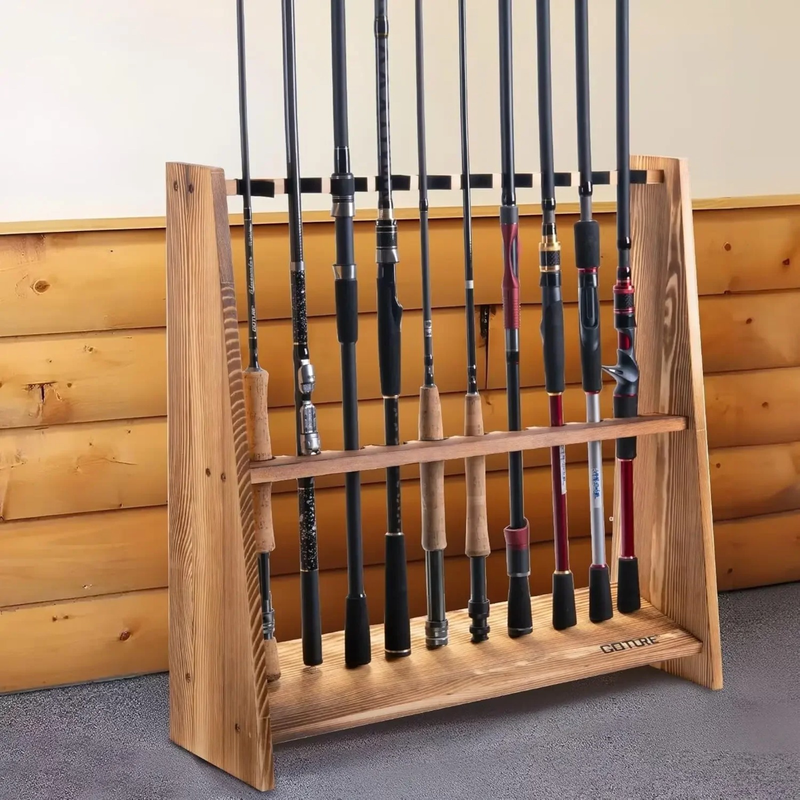 Goture Carbonized Pine Wood Fi – обзор и цена Fishing Rod Rack