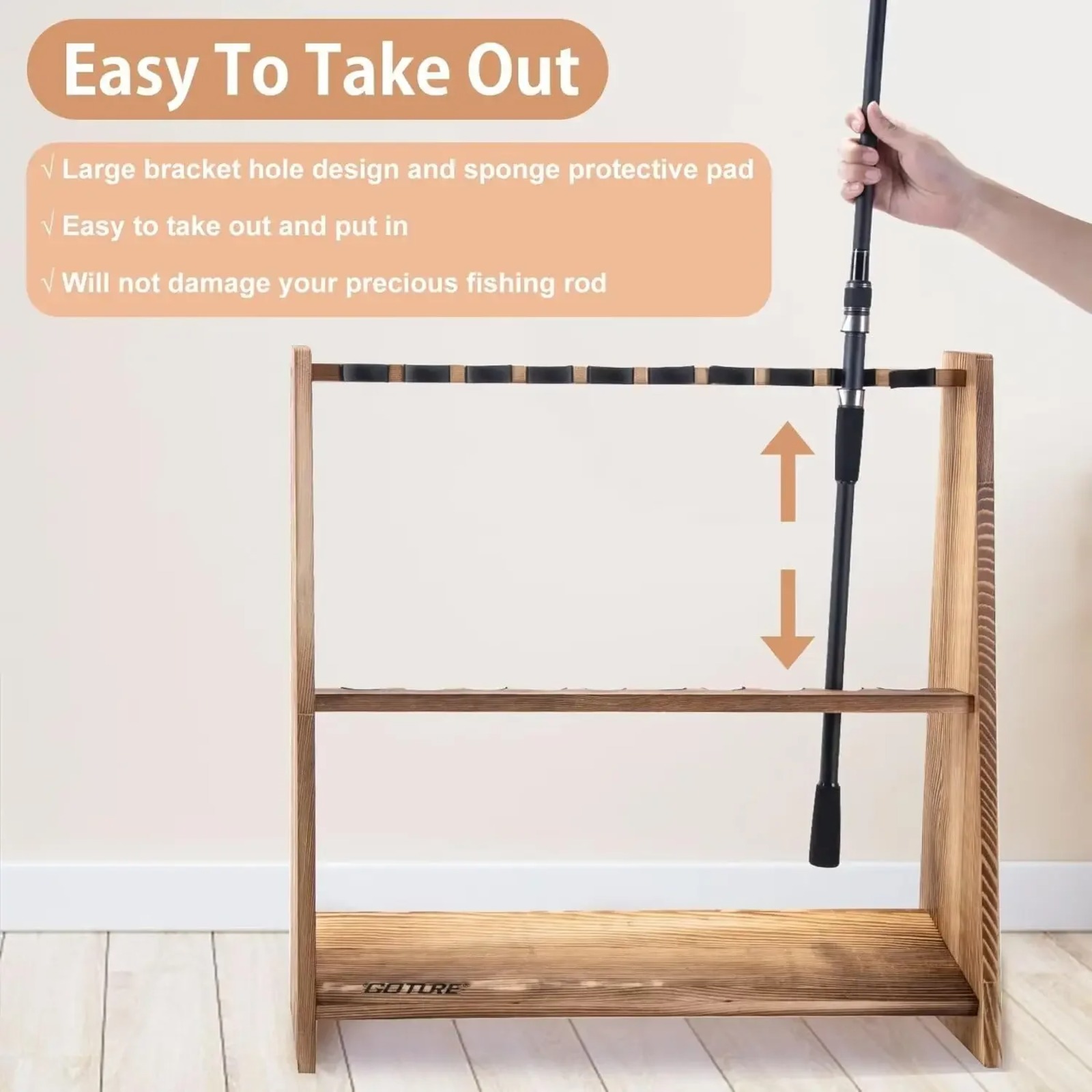 Goture Carbonized Pine Wood Fi – обзор и цена Fishing Rod Rack